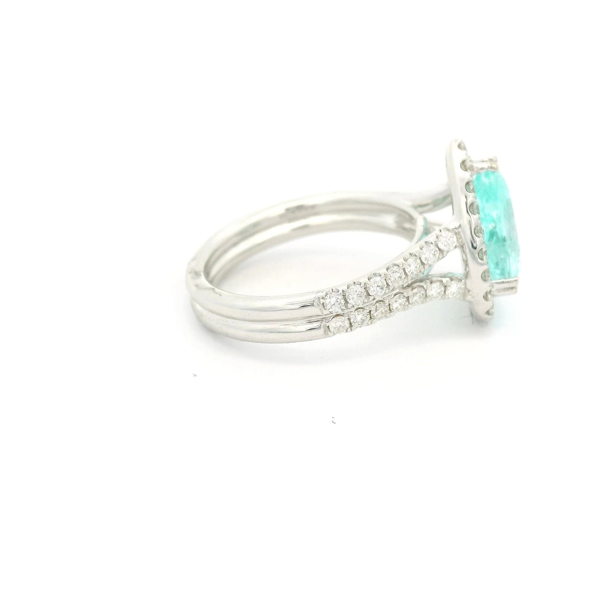 Pear Shape Blue Paraiba & Diamond Ring - Forever Rox