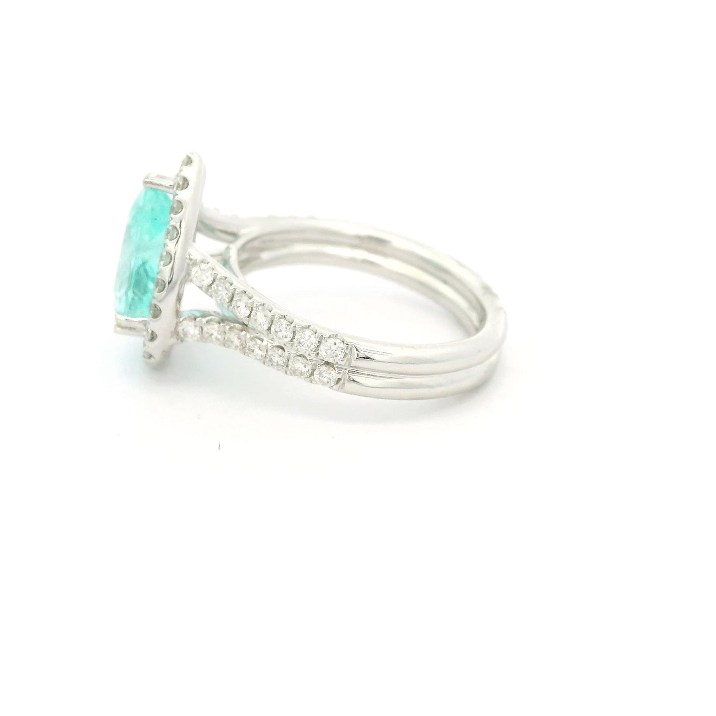 Pear Shape Blue Paraiba & Diamond Ring - Forever Rox