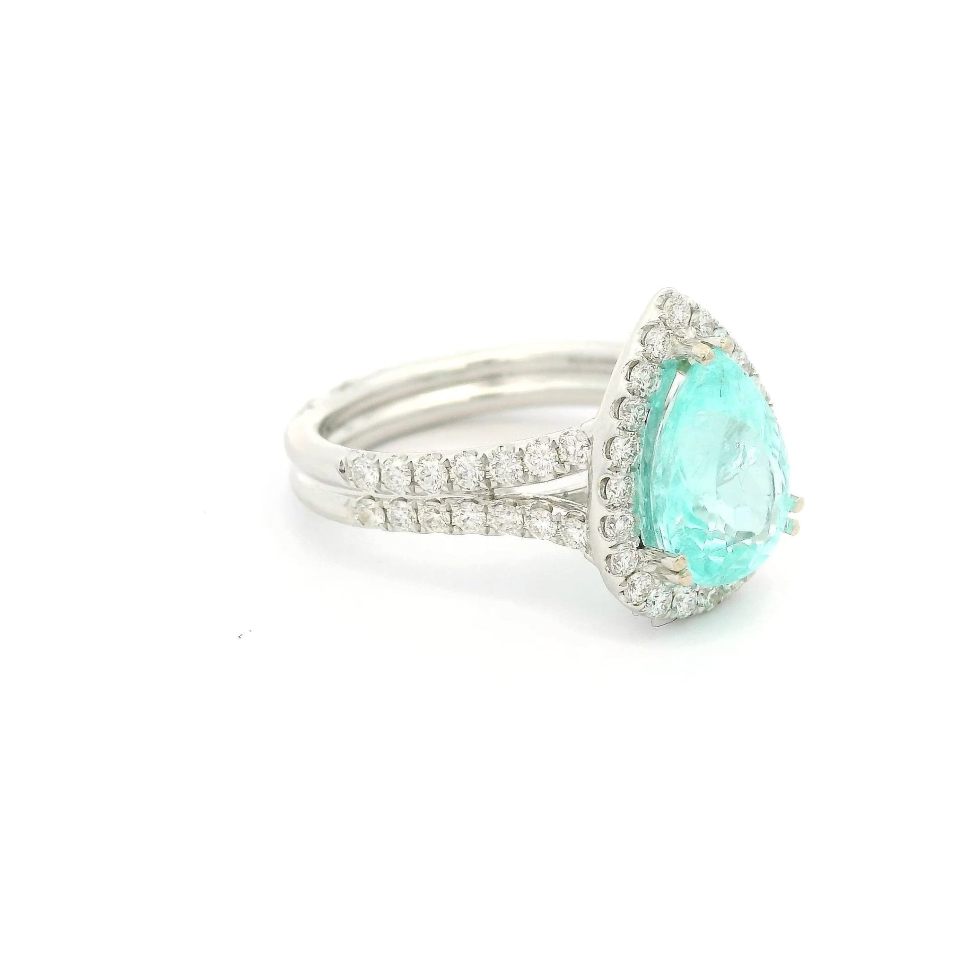Pear Shape Blue Paraiba & Diamond Ring - Forever Rox