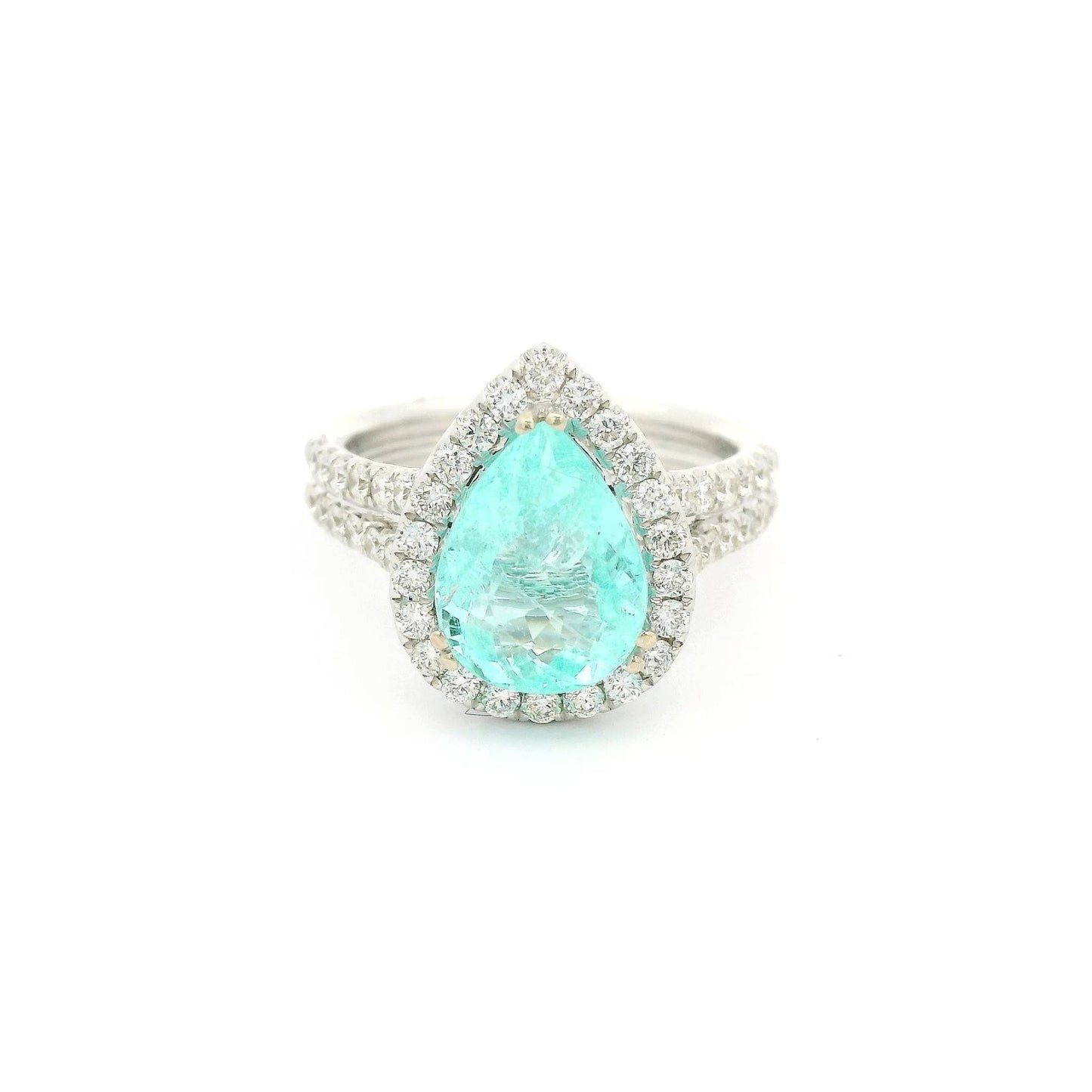 Pear Shape Blue Paraiba & Diamond Ring - Forever Rox