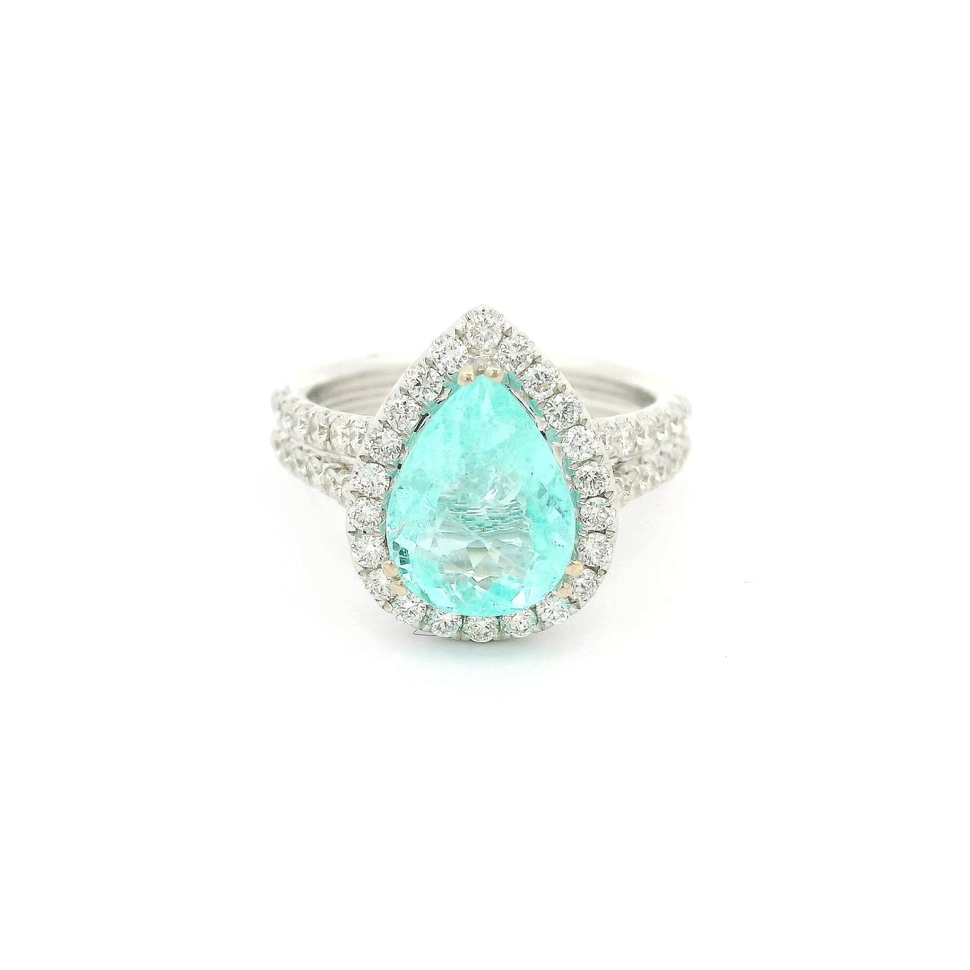 Pear Shape Blue Paraiba & Diamond Ring - Forever Rox