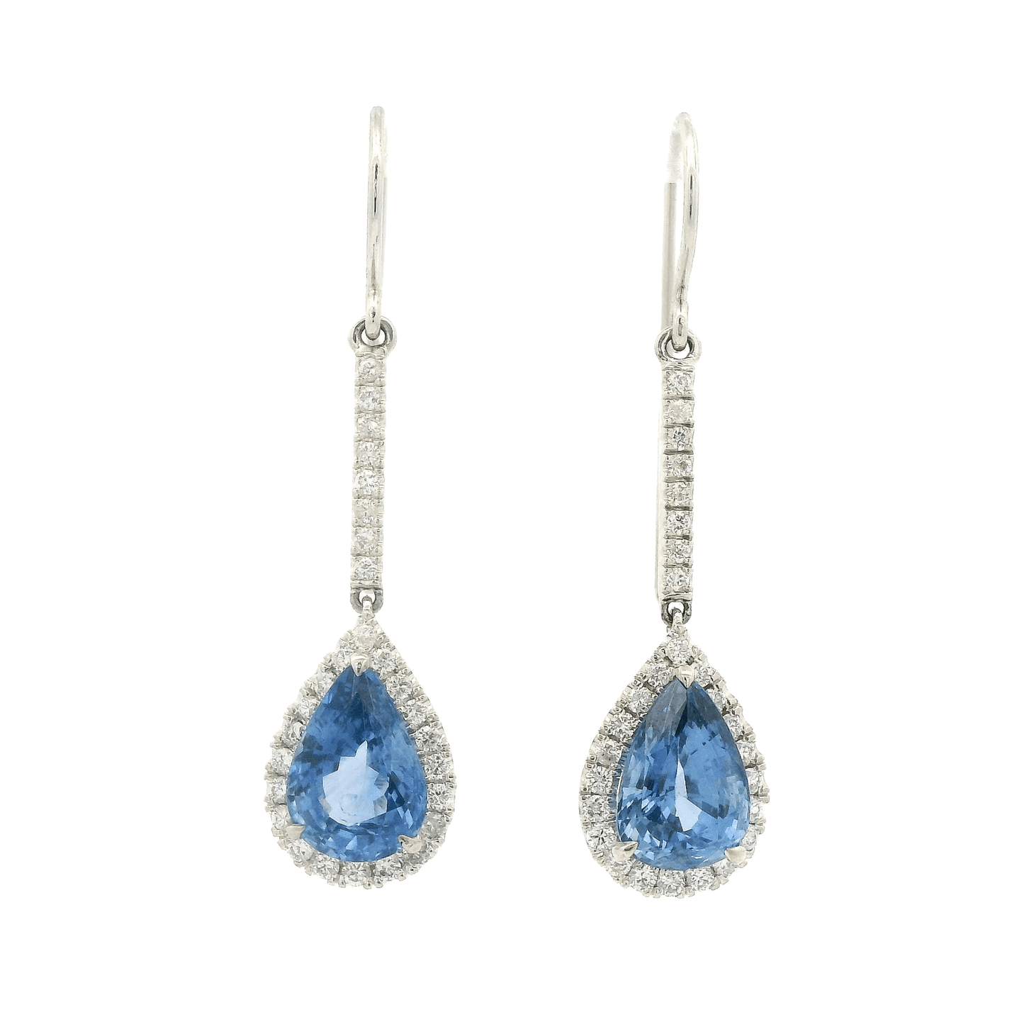 Pear Shape Ceylon Sapphire & Diamond Dangles - Forever Rox
