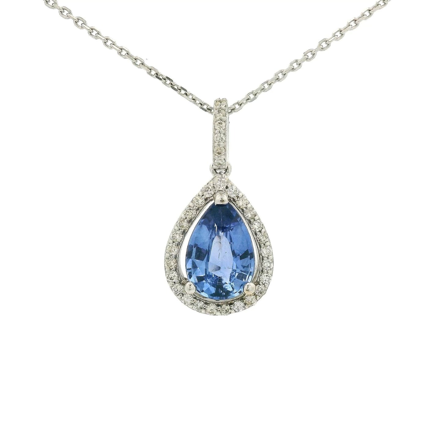 Pear Shape Ceylon Sapphire Pendant With Diamonds - Forever Rox