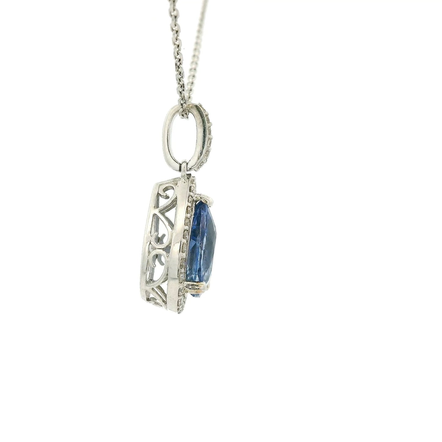 Pear Shape Ceylon Sapphire Pendant With Diamonds - Forever Rox