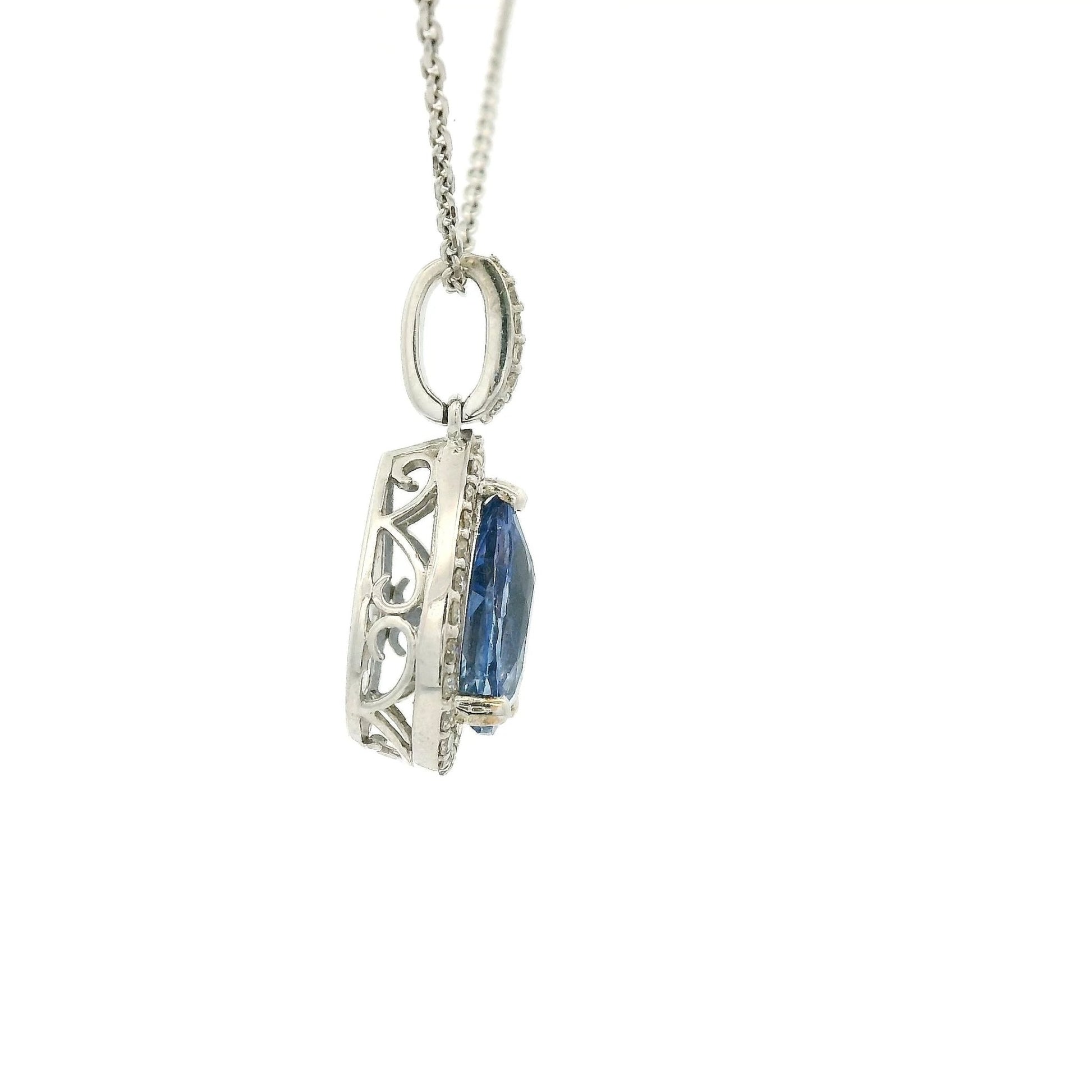 Pear Shape Ceylon Sapphire Pendant With Diamonds - Forever Rox