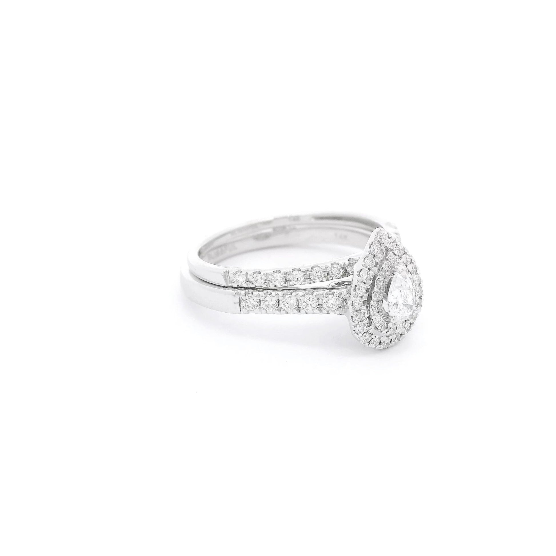Pear Shape Diamond Ring & Diamond Band Band Sent - Forever Rox