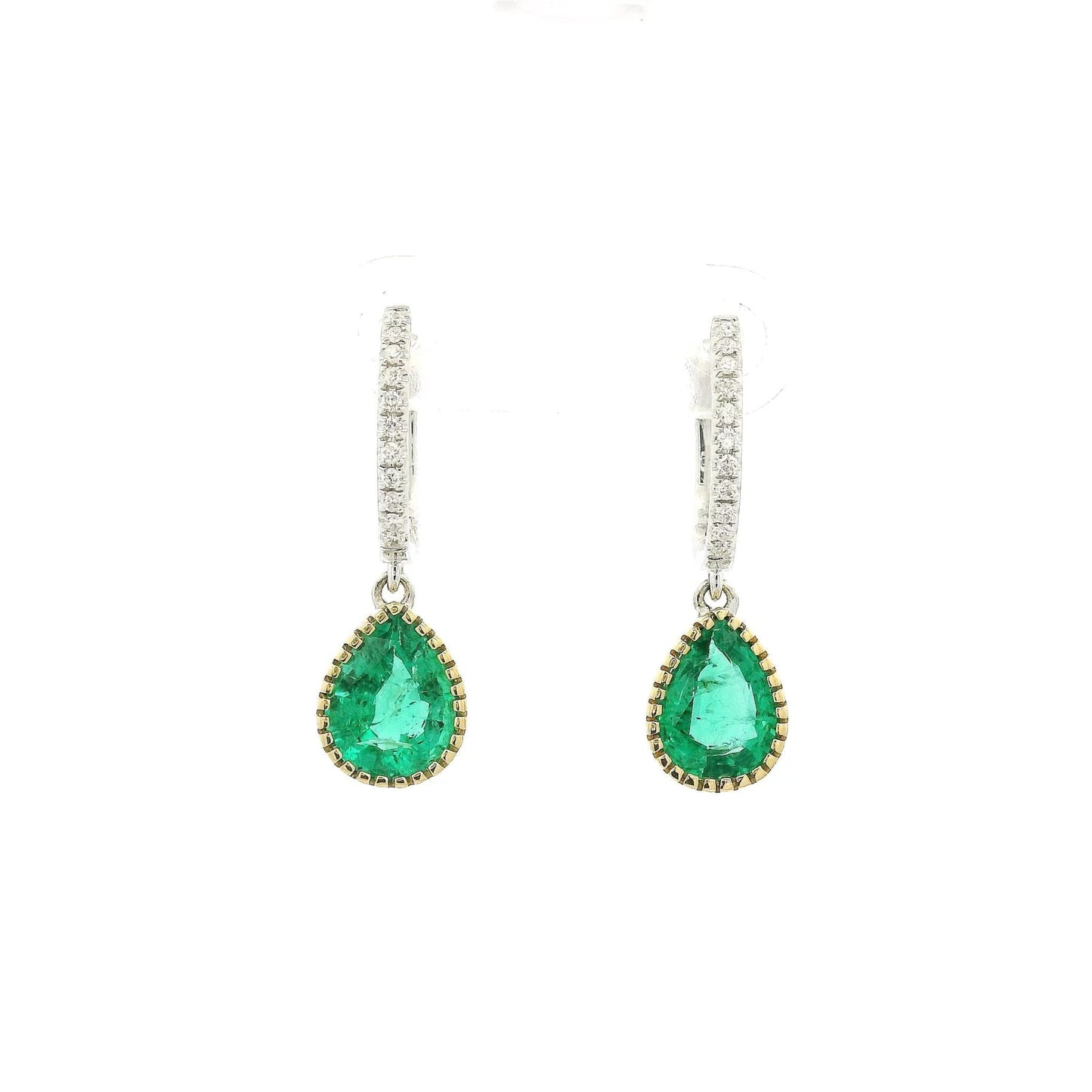 Pear Shape Emerald & Diamond Dangles - Forever Rox