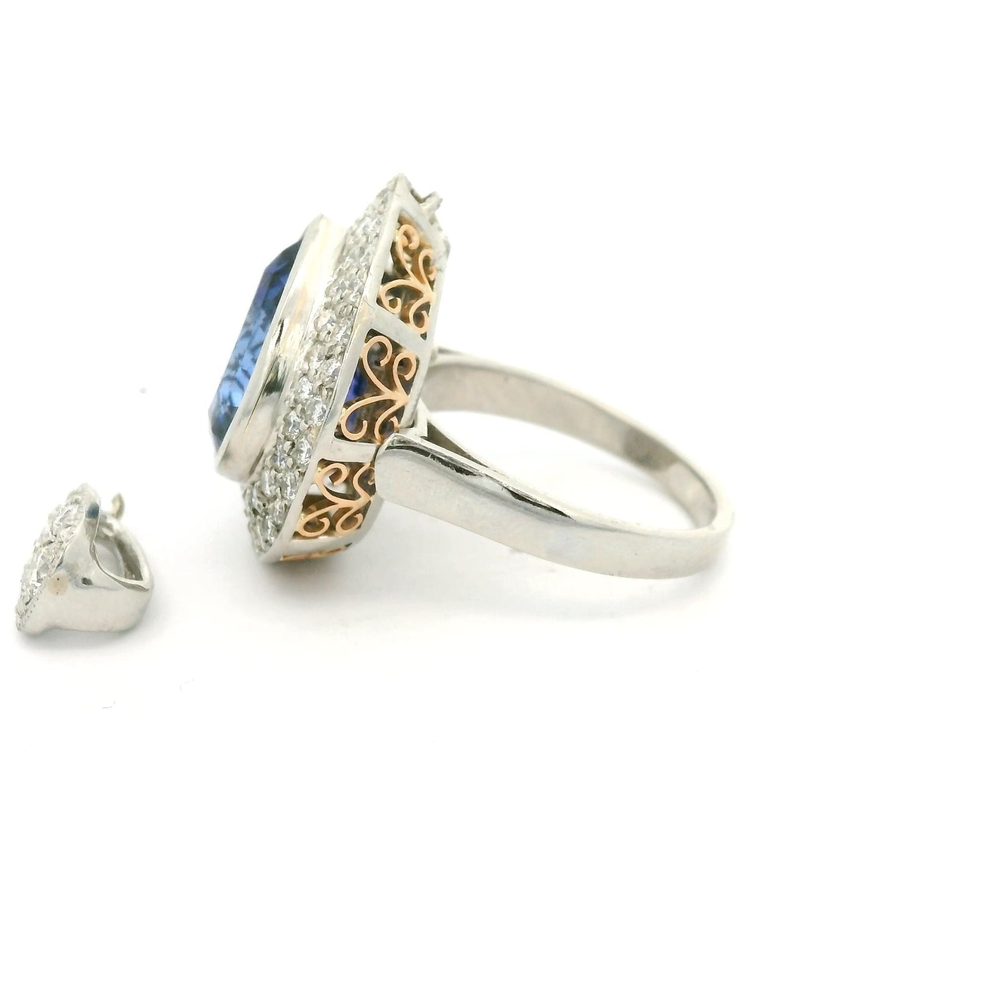 Pear Shape Tanzanite & Diamond Convertible to Pendant Ring with Diamond Bail - Forever Rox