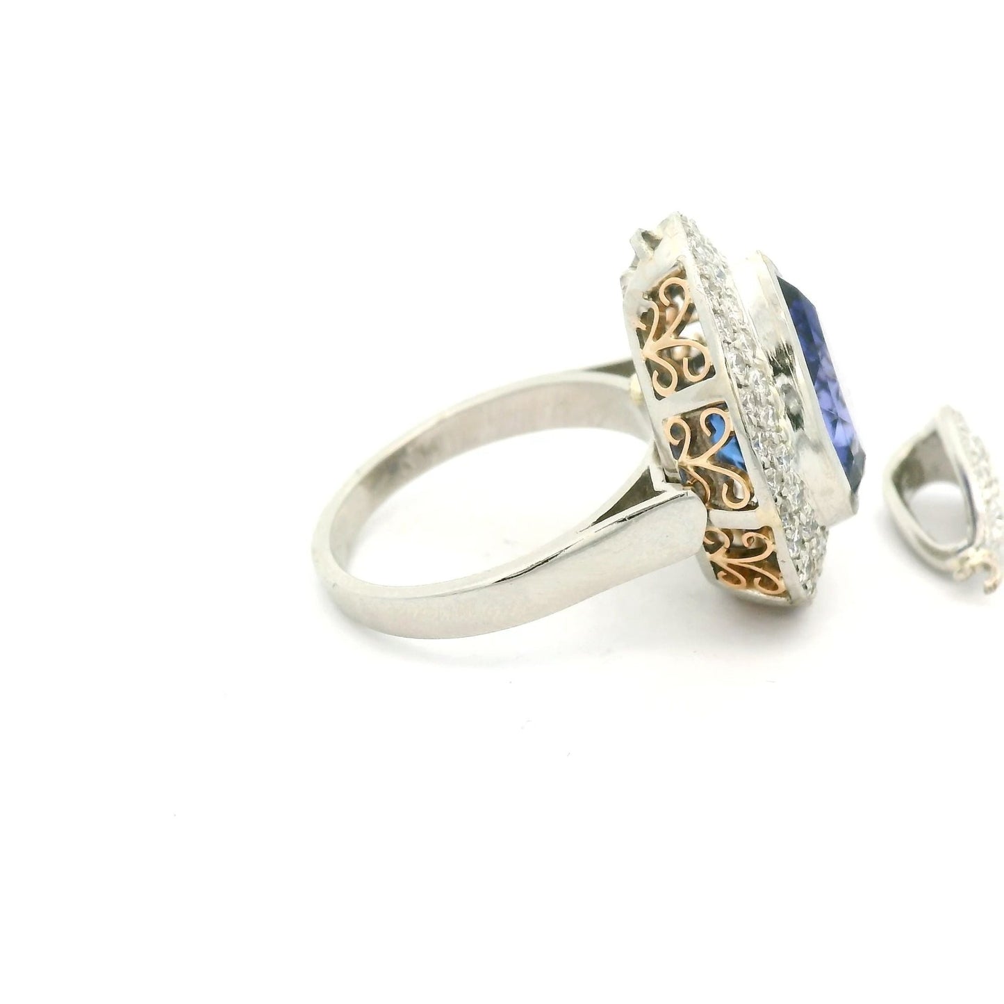 Pear Shape Tanzanite & Diamond Convertible to Pendant Ring with Diamond Bail - Forever Rox