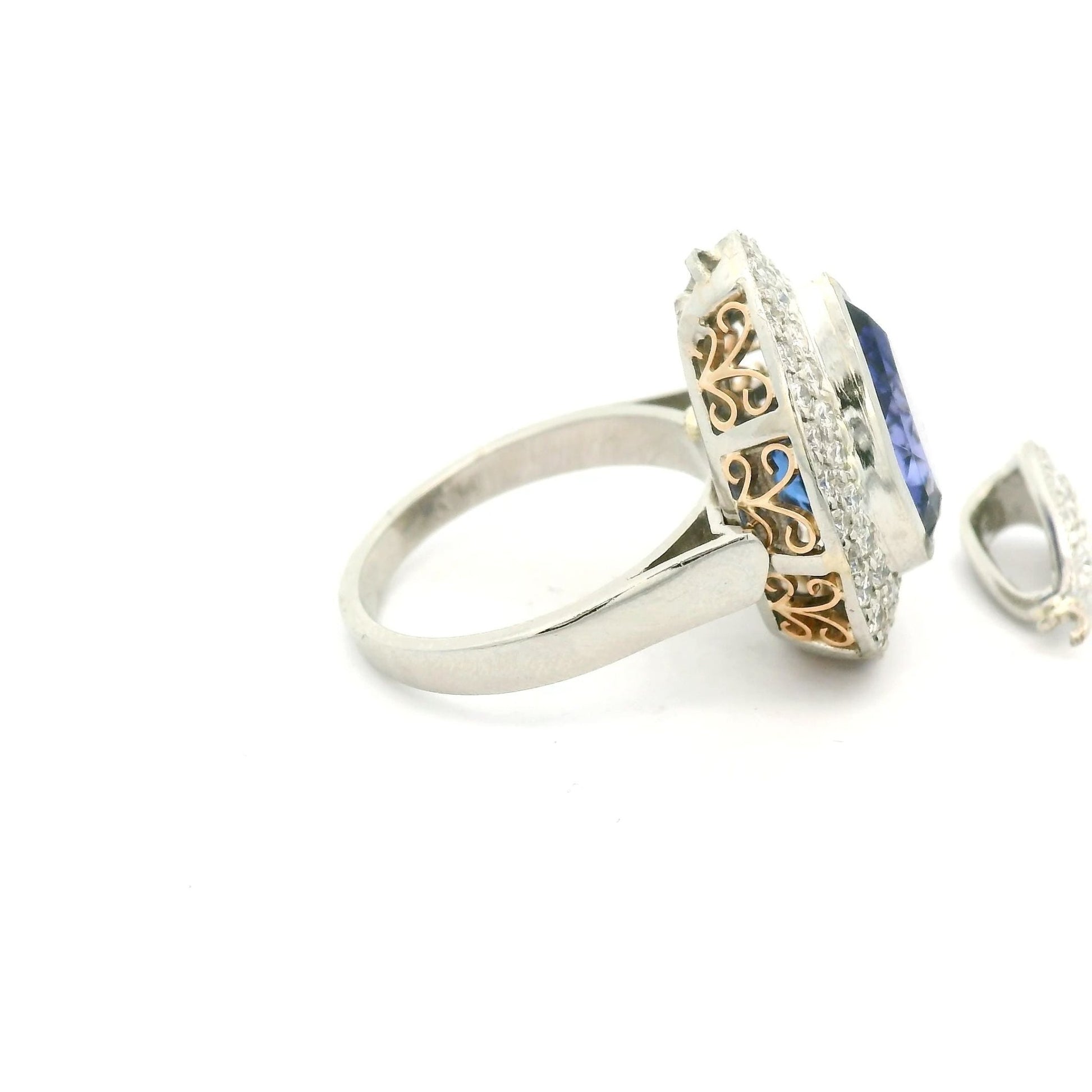 Pear Shape Tanzanite & Diamond Convertible to Pendant Ring with Diamond Bail - Forever Rox