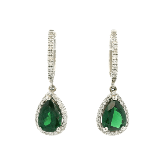 Pear Shape Tsavorite & Diamond Dangles - Forever Rox