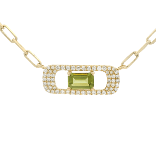 Peridot & Diamond Oval Pendant - Forever Rox