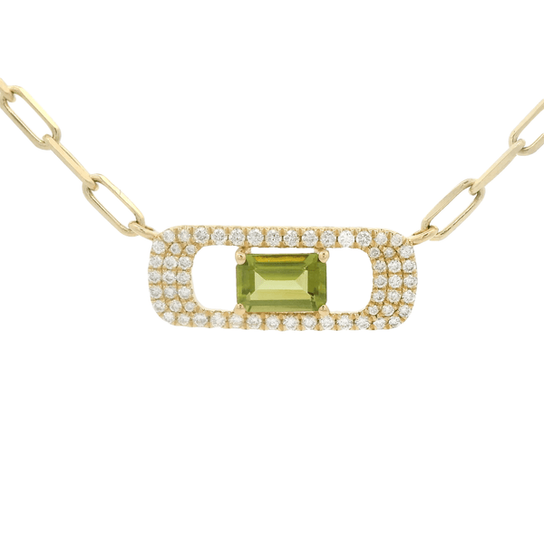 Peridot & Diamond Oval Pendant - Forever Rox