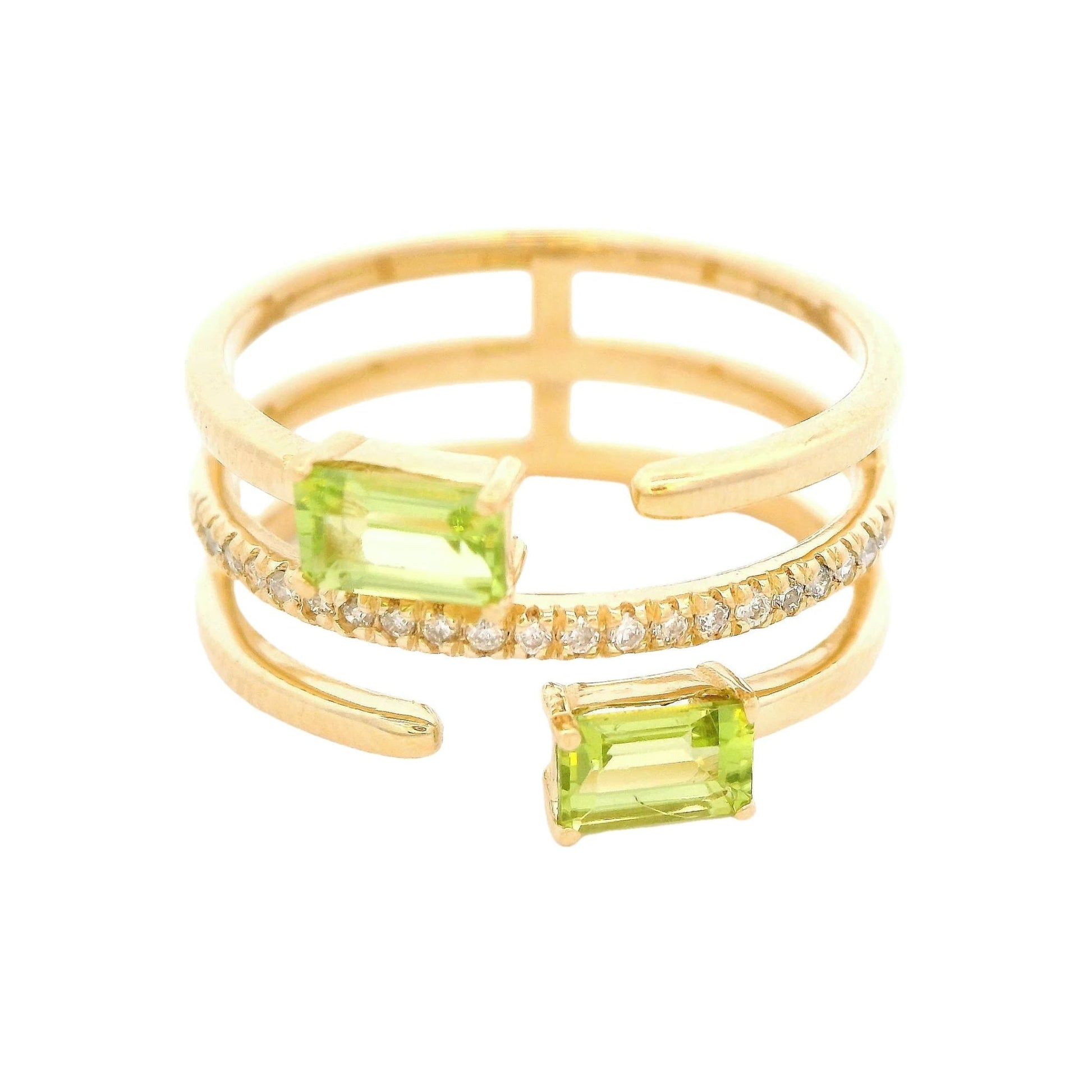 Peridot & Diamond Split Ring - Forever Rox