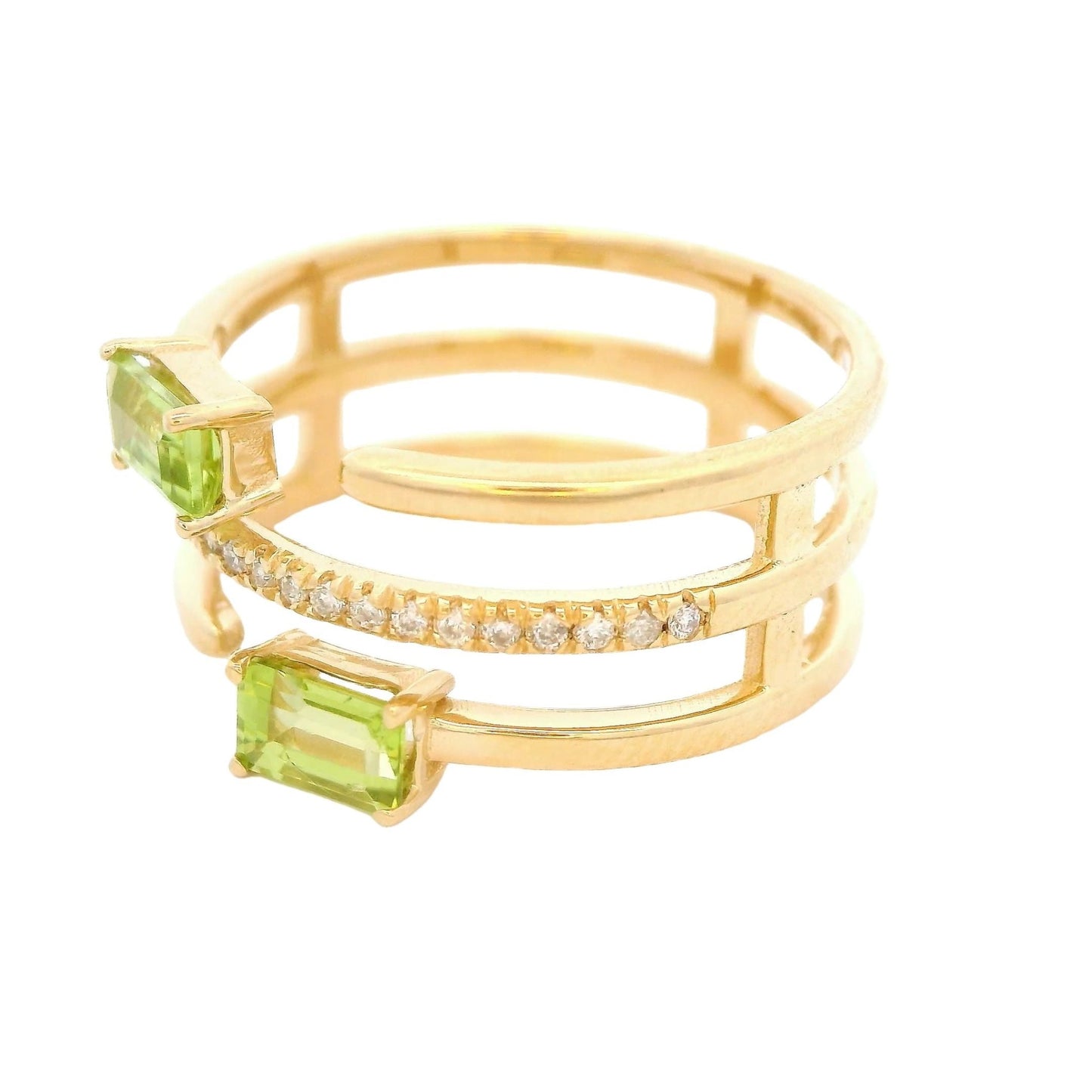 Peridot & Diamond Split Ring - Forever Rox