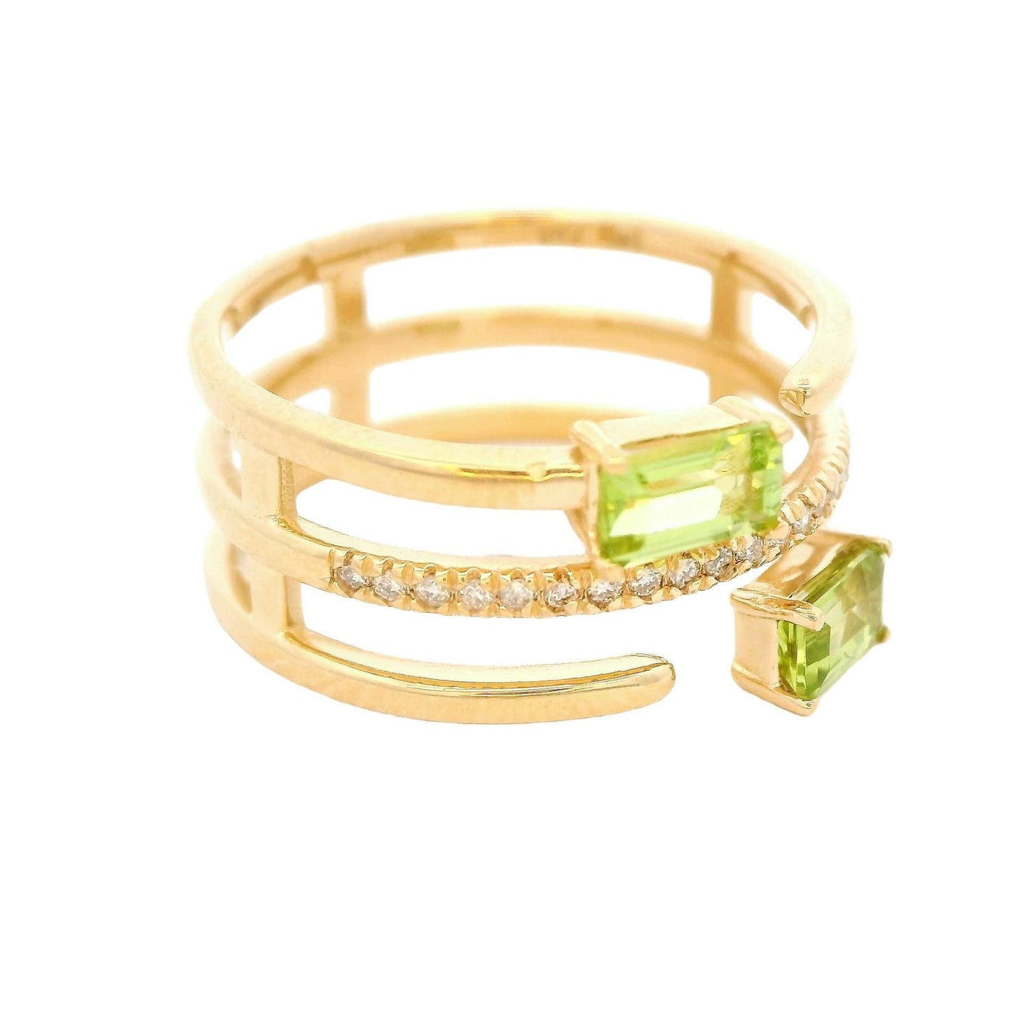Peridot & Diamond Split Ring - Forever Rox