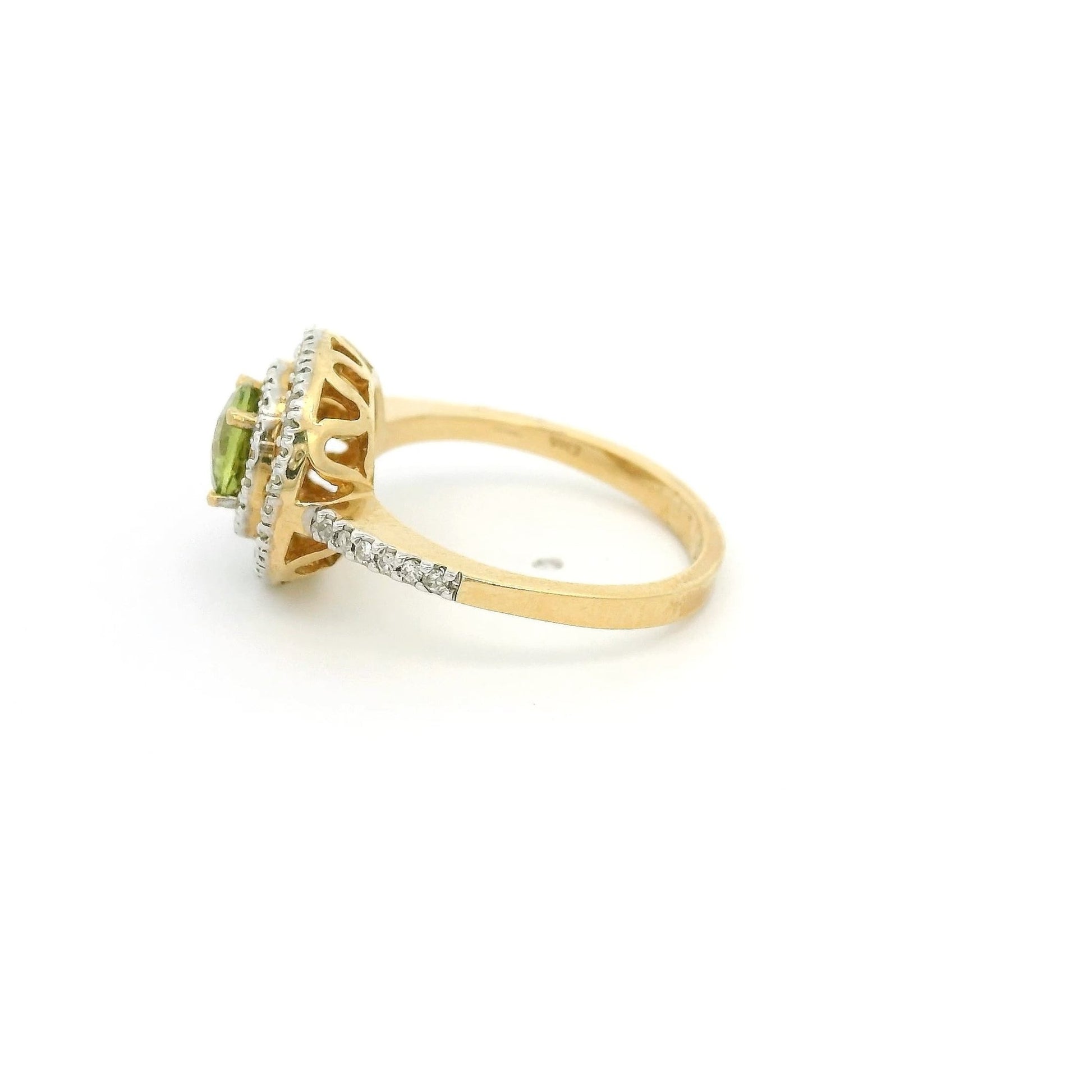 Peridot Ring With Double Diamond Halo - Forever Rox Fine Jewelry