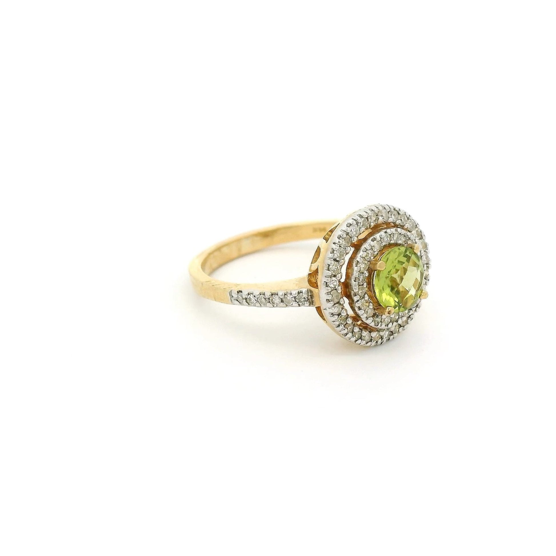 Peridot Ring With Double Diamond Halo - Forever Rox Fine Jewelry