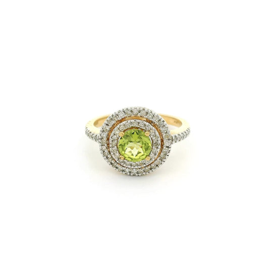 Peridot Ring With Double Diamond Halo - Forever Rox Fine Jewelry