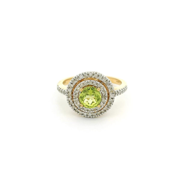 Peridot Ring With Double Diamond Halo - Forever Rox Fine Jewelry