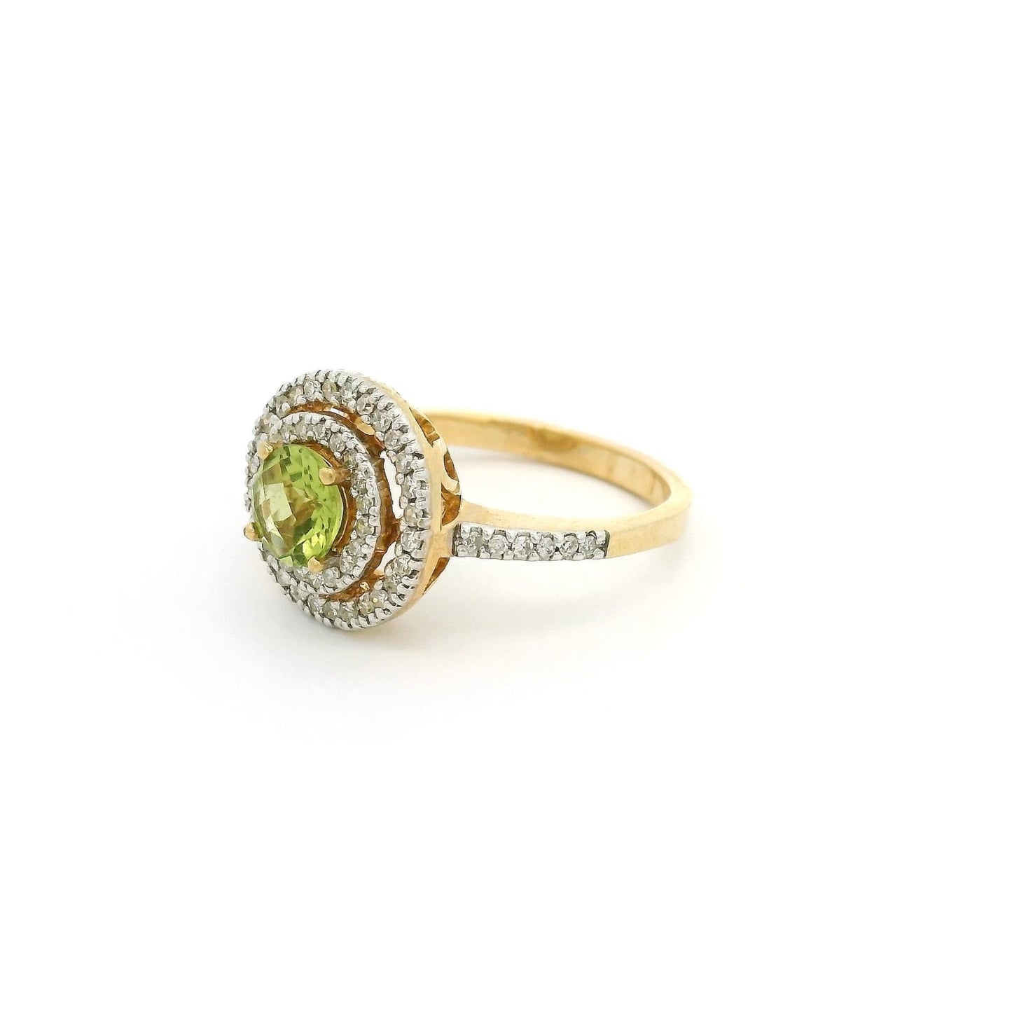 Peridot Ring With Double Diamond Halo - Forever Rox Fine Jewelry