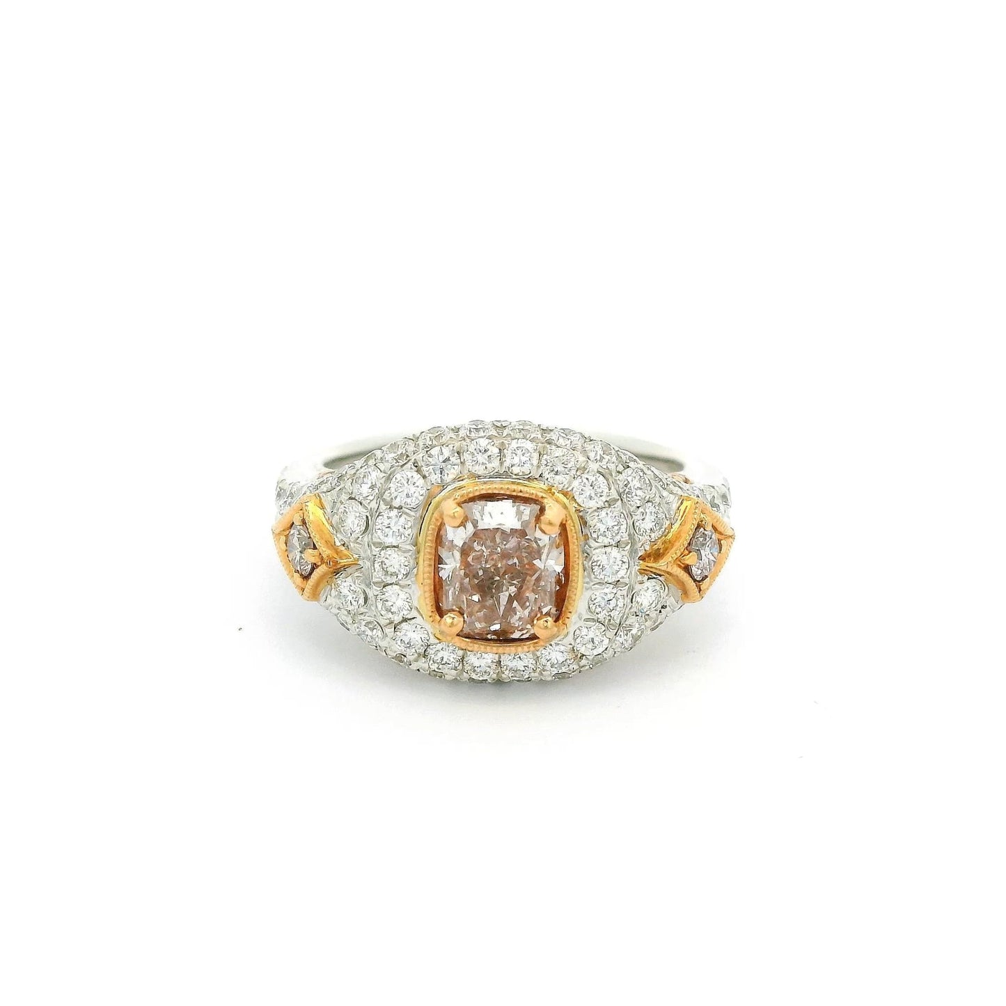 Pink Diamond & Diamond Ring With Pink Diamonds on The Side - Forever Rox