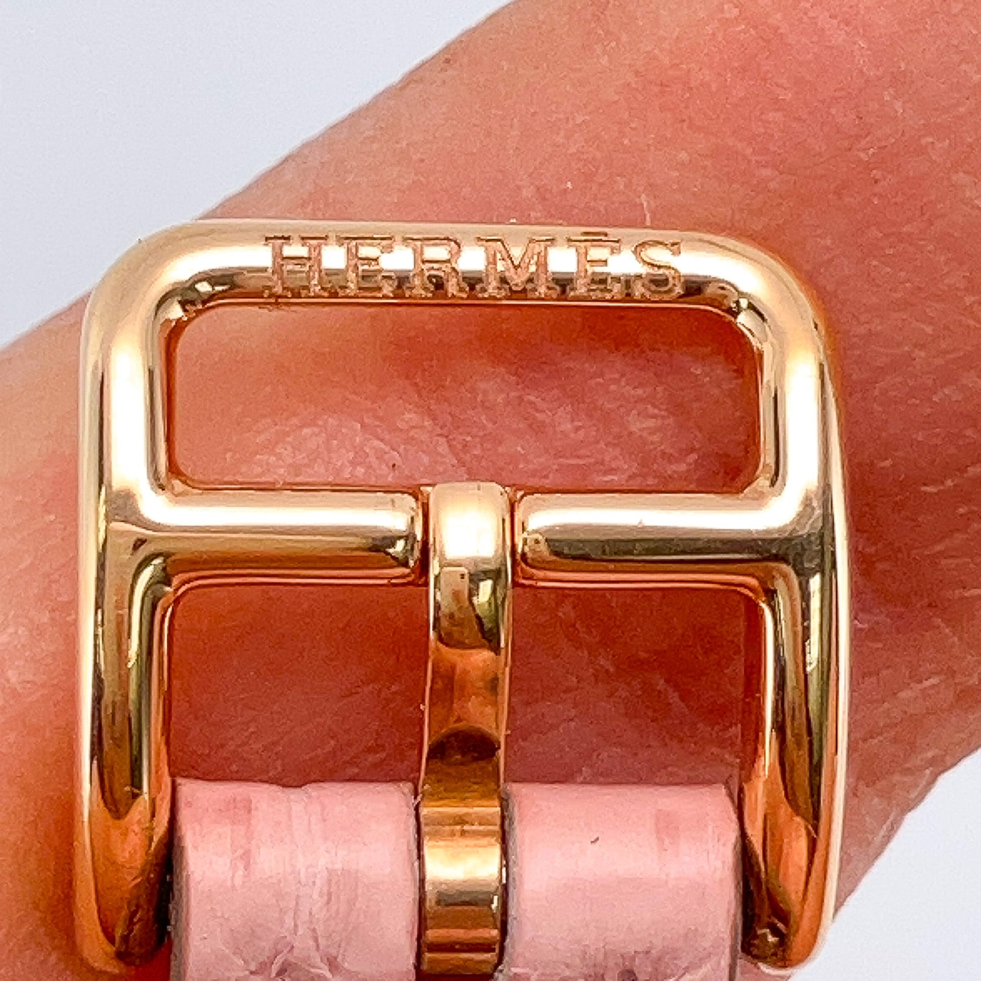 Pink Mini Heure H Diamond Bezel Watch by Hermes, 18k - Forever Rox