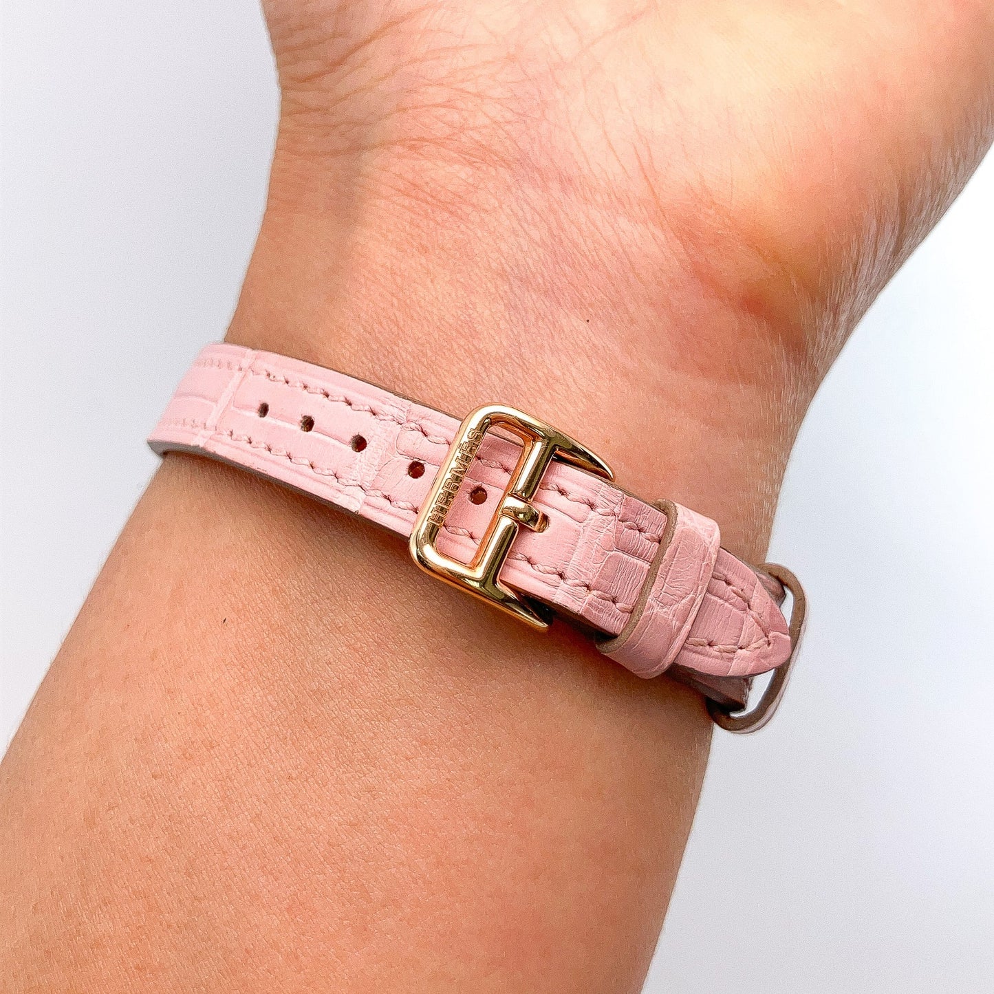 Pink Mini Heure H Diamond Bezel Watch by Hermes, 18k - Forever Rox