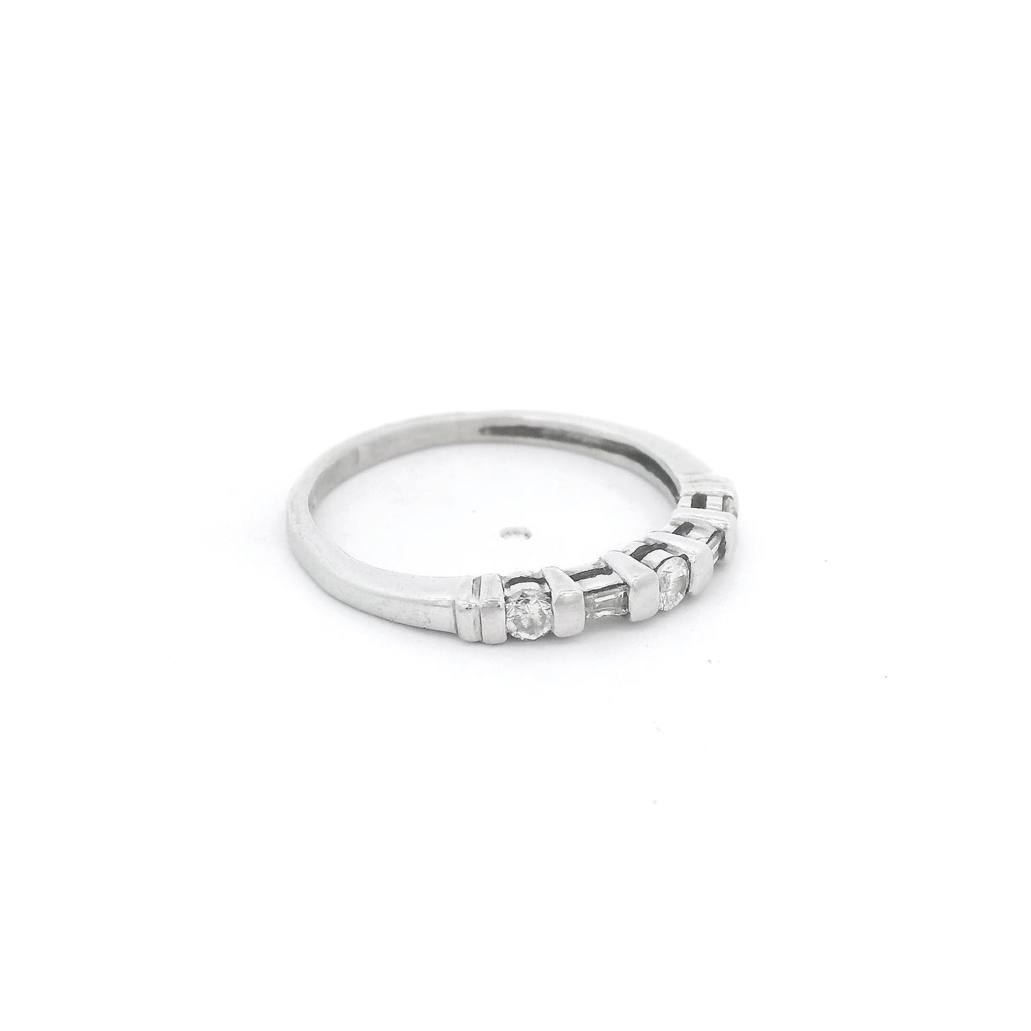 Platinum Round & Tapered Baguette Cut Diamond Band - Forever Rox Fine Jewelry