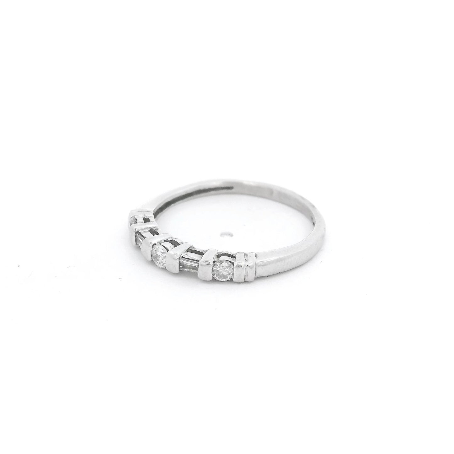 Platinum Round & Tapered Baguette Cut Diamond Band - Forever Rox Fine Jewelry
