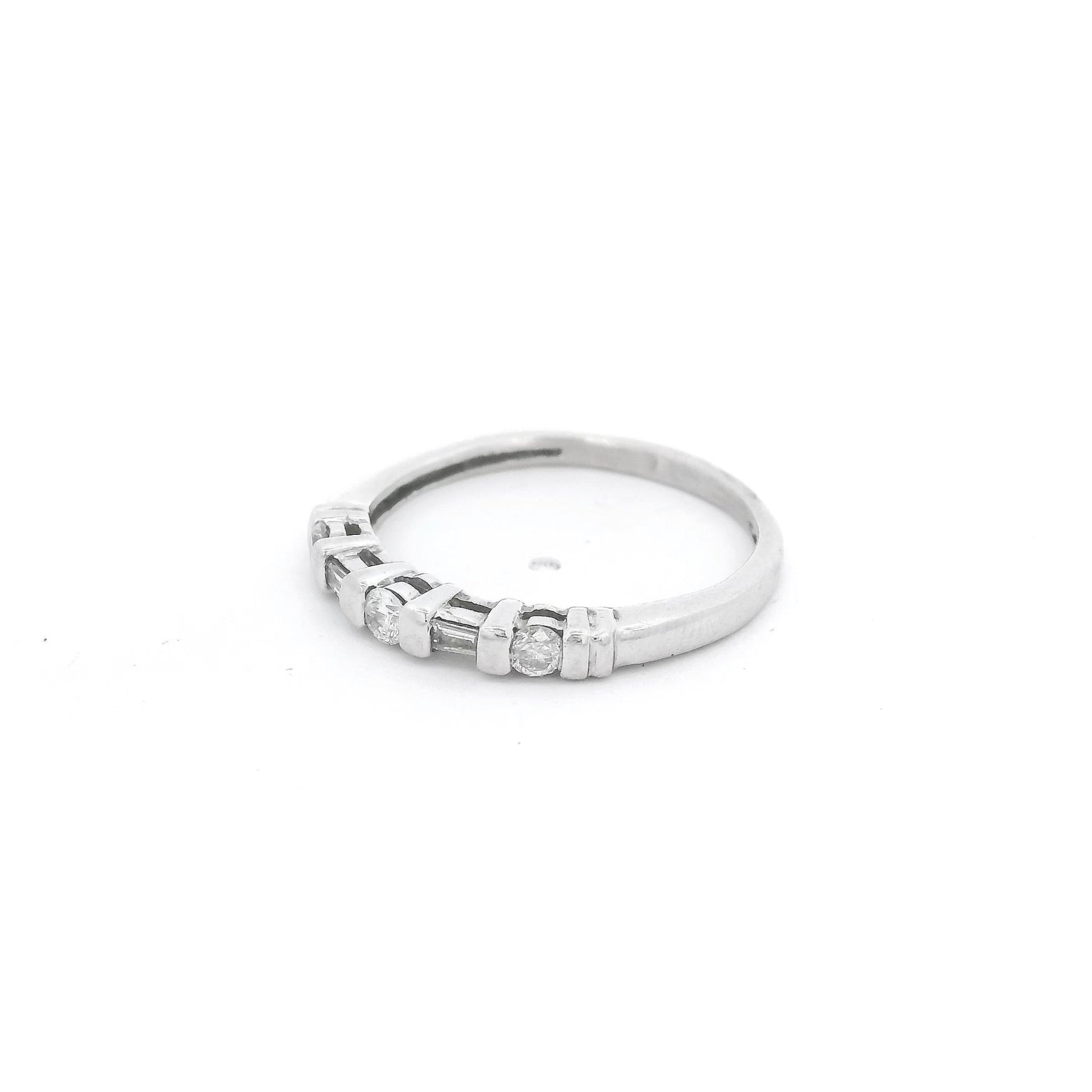 Platinum Round & Tapered Baguette Cut Diamond Band - Forever Rox Fine Jewelry