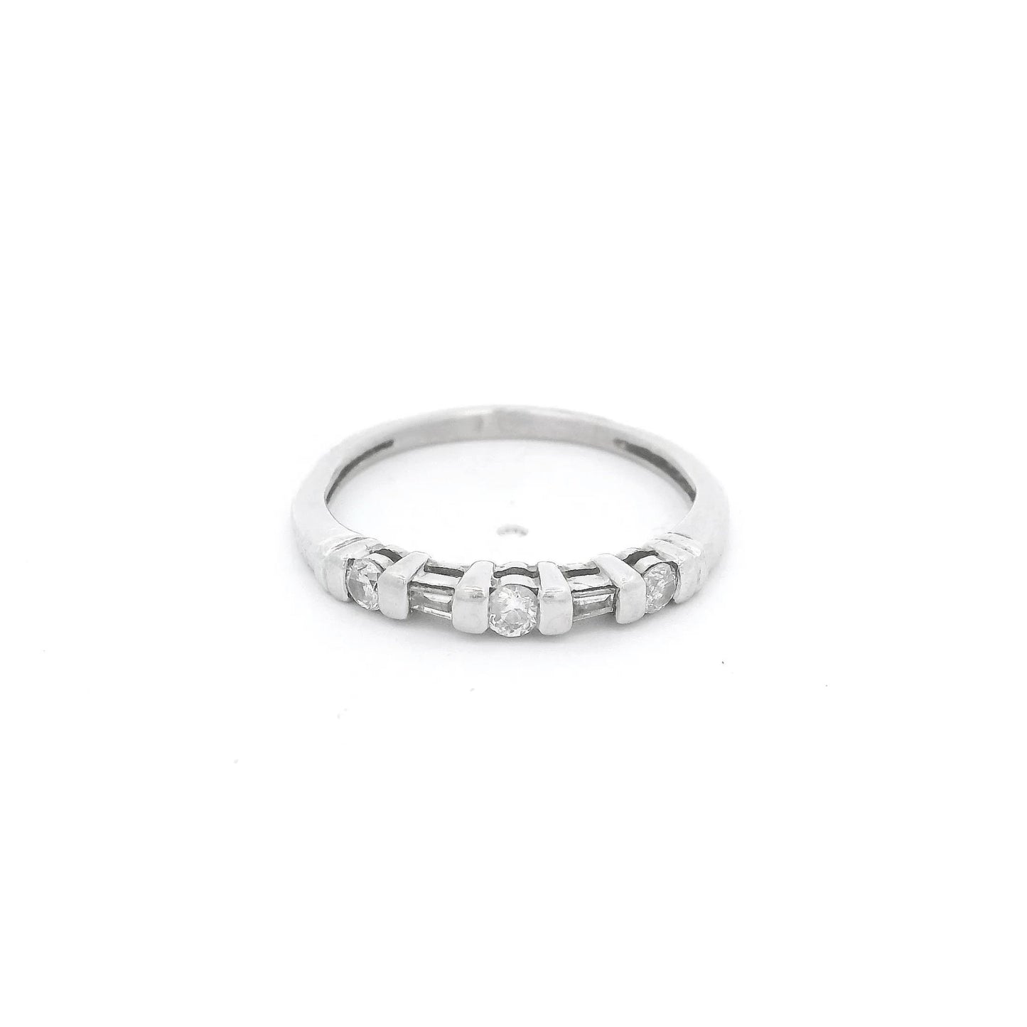 Platinum Round & Tapered Baguette Cut Diamond Band - Forever Rox Fine Jewelry