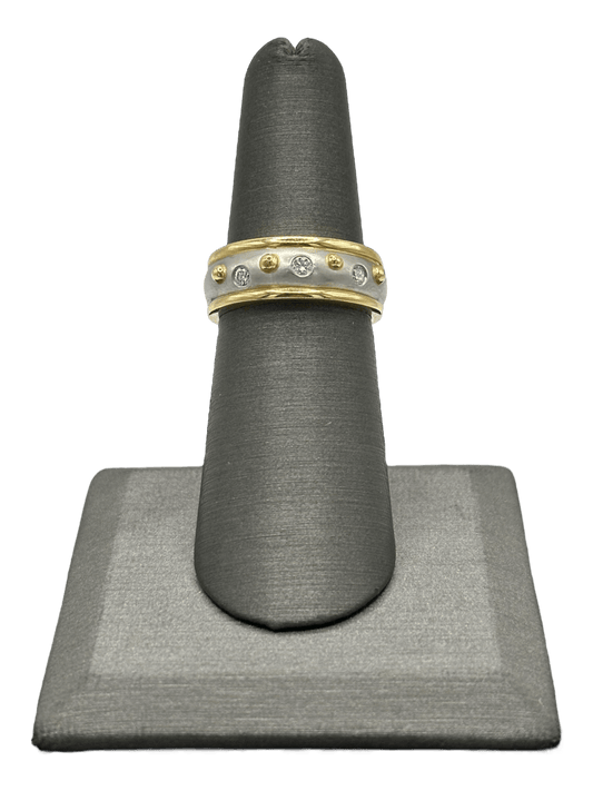 Platinum & Yellow Gold Band With Diamonds & Gold Beads - Forever Rox