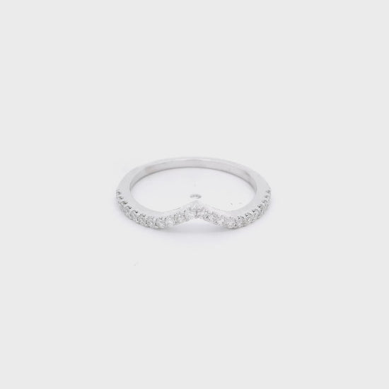 White Gold Curved band with diamonds at Forever Rox Fine Jewelry 