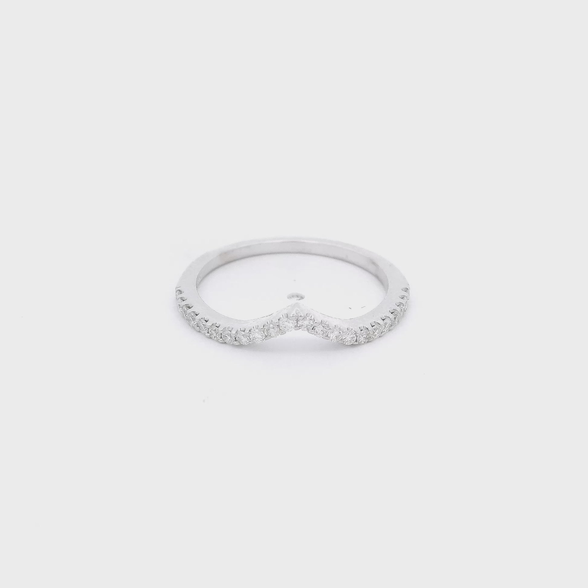 White Gold Curved band with diamonds at Forever Rox Fine Jewelry 