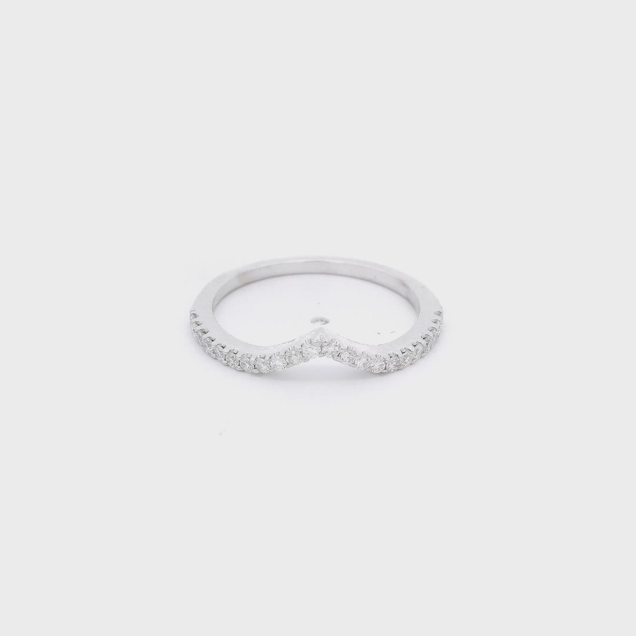 White Gold Curved band with diamonds at Forever Rox Fine Jewelry 