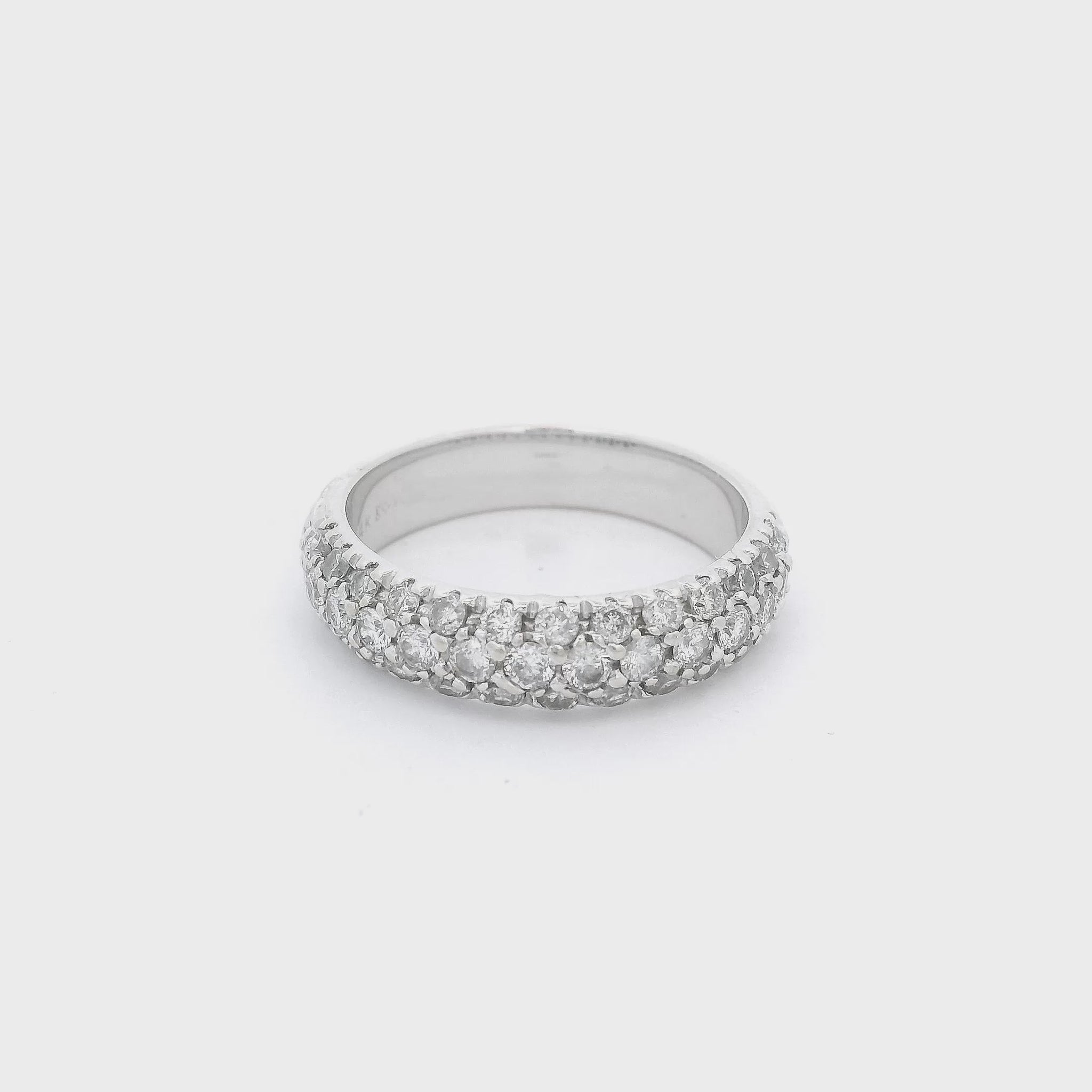 White Gold Band with pav´set diamonds going halfway around the band at Forever Rox Fine Jewelry 