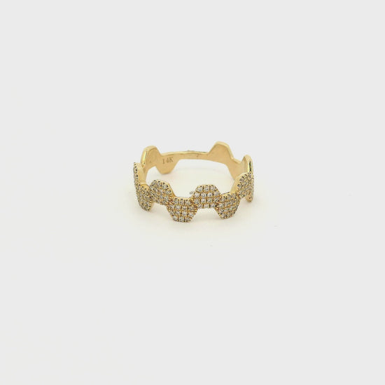 A Yellow Gold Hexagon Bands with pavé set natural Diamonds at Forever Rox Fine Jewelry, Lake Tahoes Best Jewelry Store
