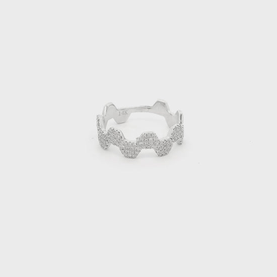 A White Gold Hexagon Bands with pavé set natural Diamonds at Forever Rox Fine Jewelry, Lake Tahoes Best Jewelry Store
