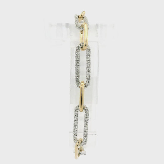 A Two Tone Gold Paperclip Bracelet with natrual Diamond links at Forever Rox Fine Jewelry, Lake Tahoes Best Jewelry Store