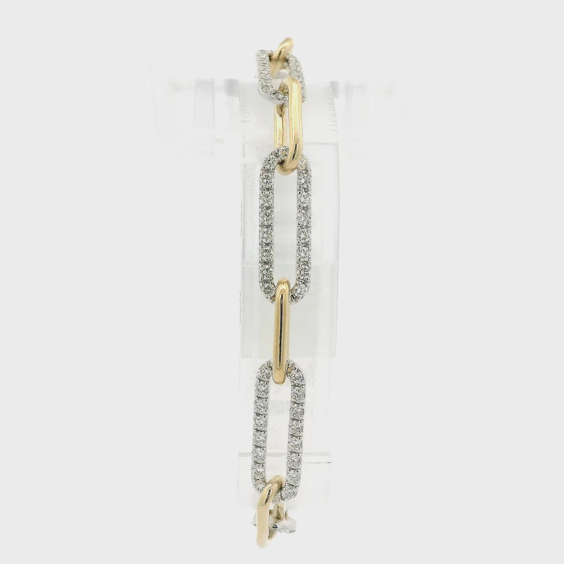 A Two Tone Gold Paperclip Bracelet with natrual Diamond links at Forever Rox Fine Jewelry, Lake Tahoes Best Jewelry Store