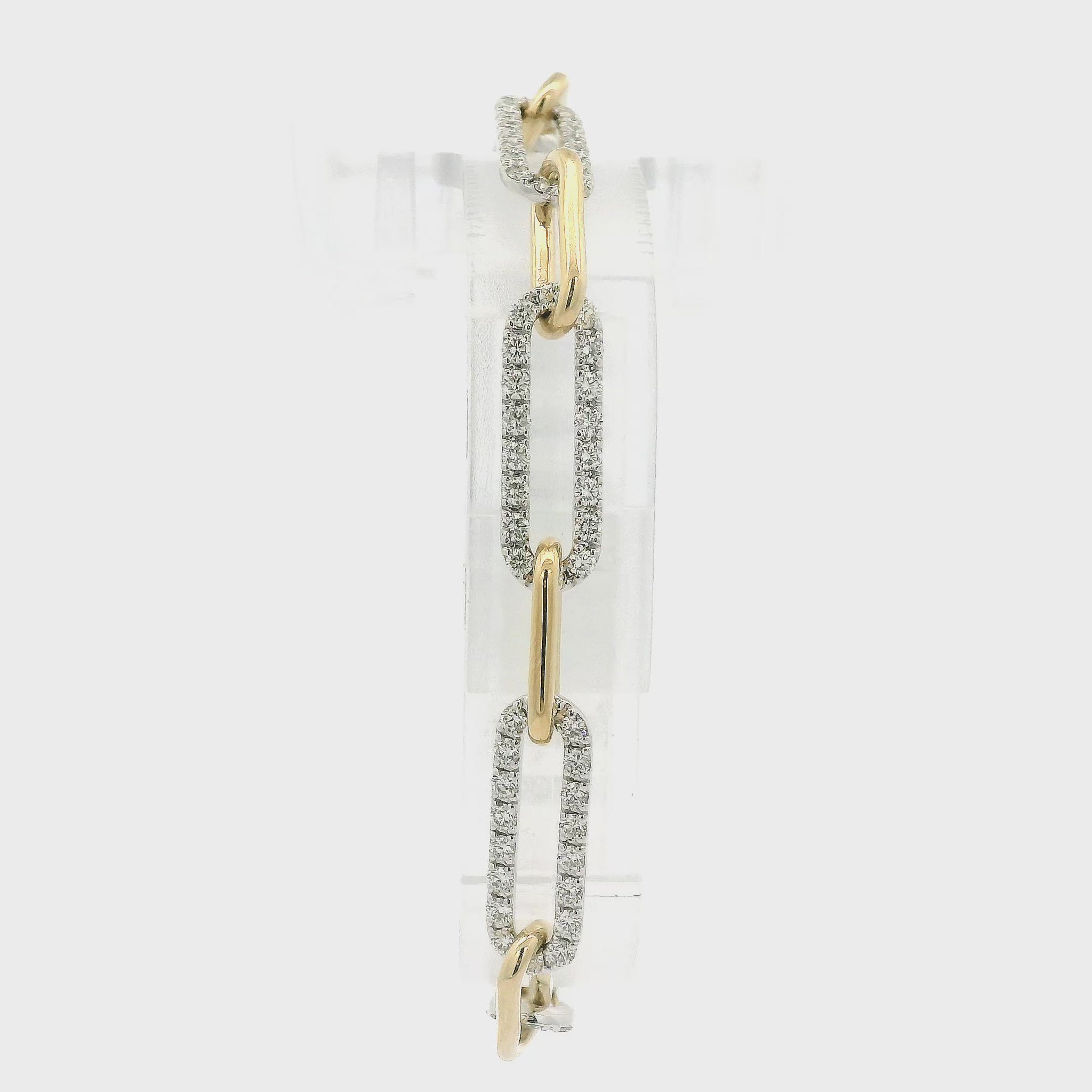 A Two Tone Gold Paperclip Bracelet with natrual Diamond links at Forever Rox Fine Jewelry, Lake Tahoes Best Jewelry Store
