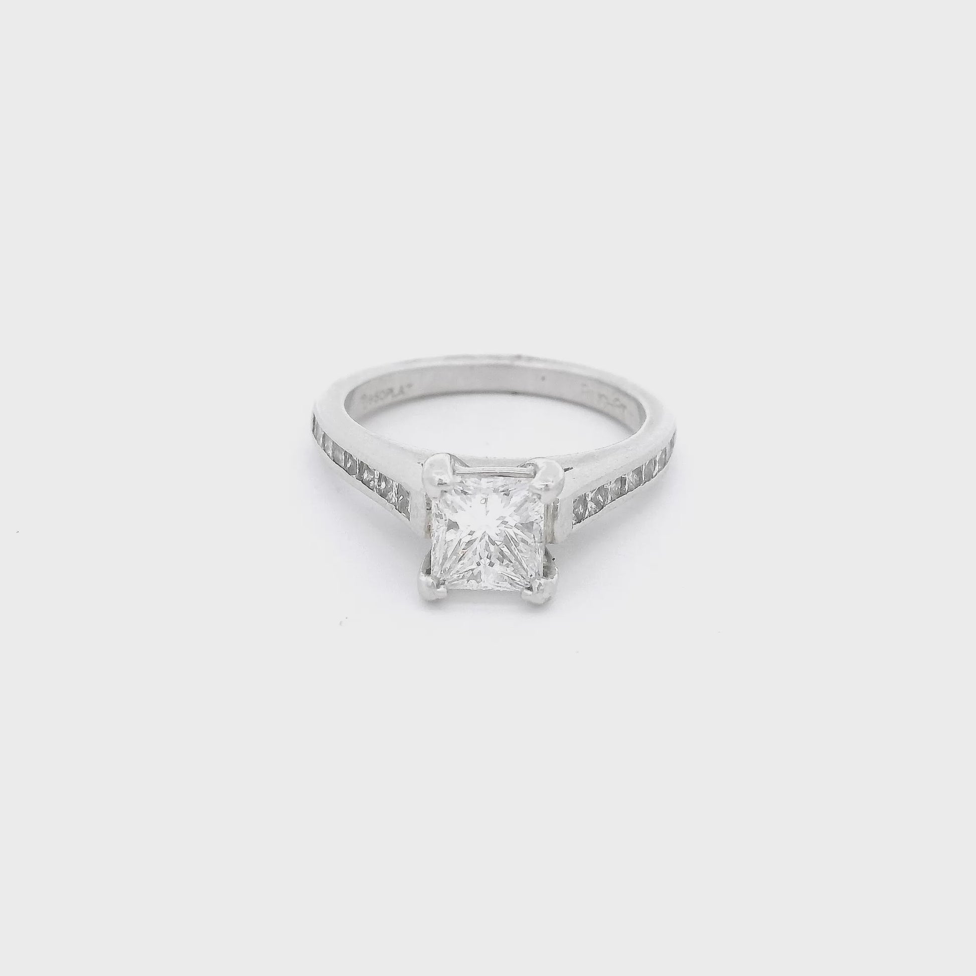 White gold bridal ring with princess cut diamonds at Forever Rox Fine Jewelry