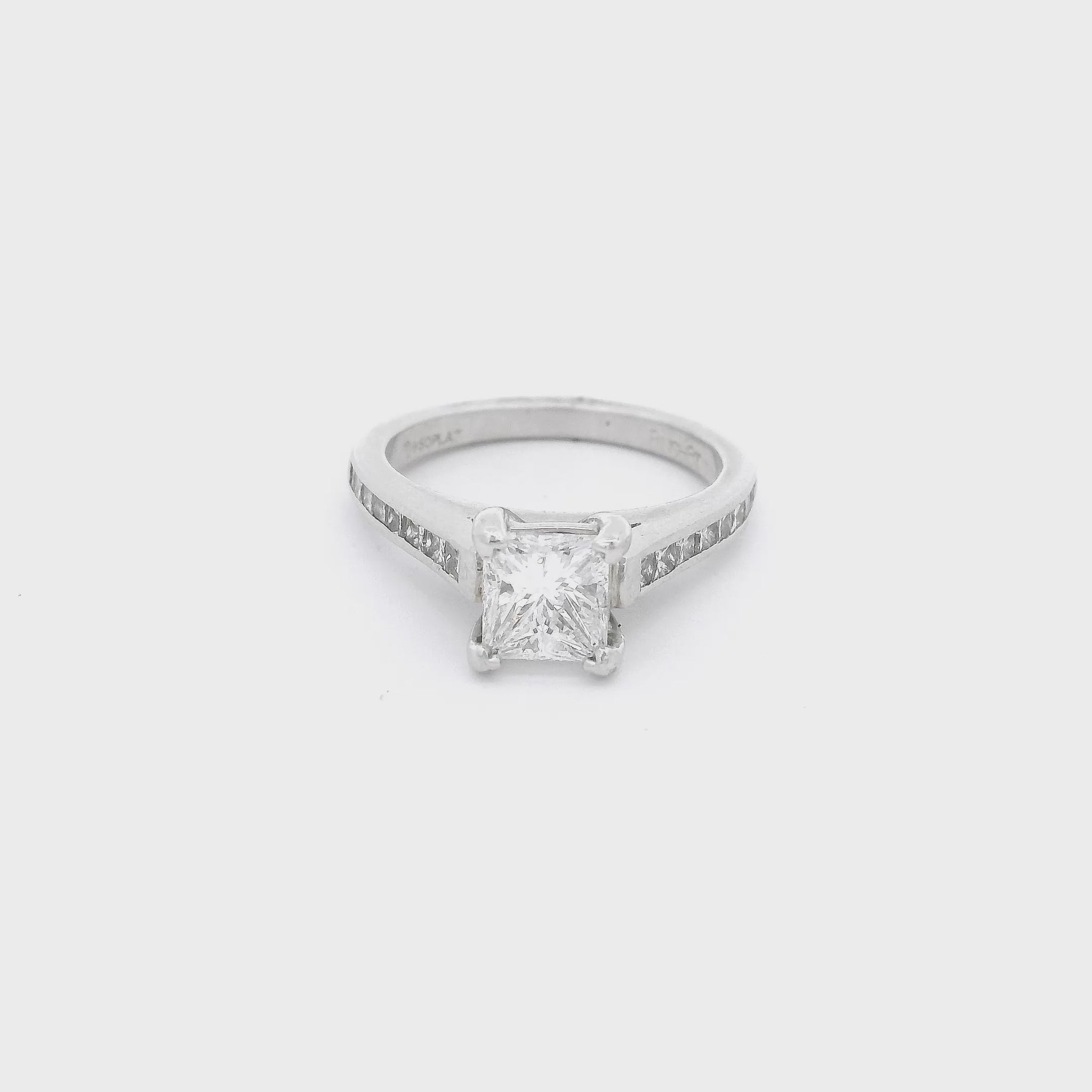 White gold bridal ring with princess cut diamonds at Forever Rox Fine Jewelry