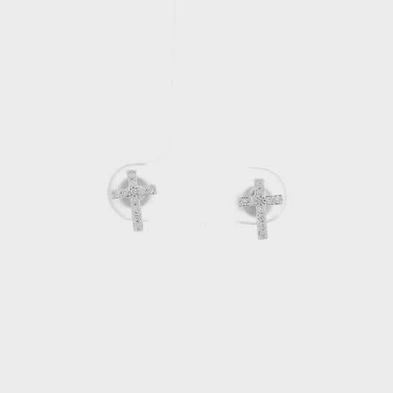 A Pair of White Gold Cross Stud Earrings with diamonds at Forever Rox Fine Jewelry, Lake Tahoes Best Jewelry Store