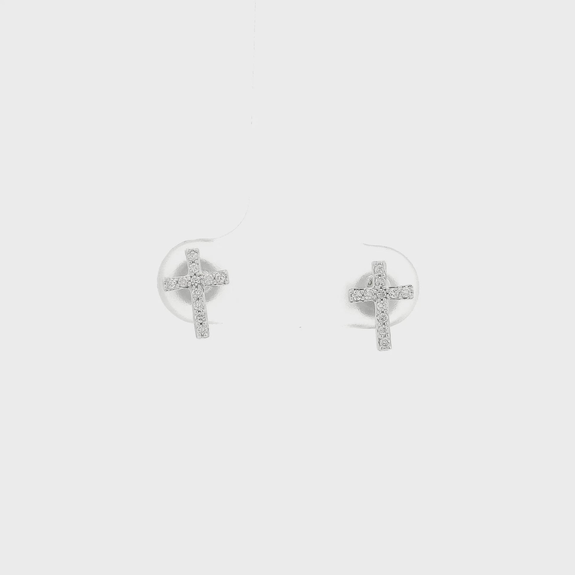 A Pair of White Gold Cross Stud Earrings with diamonds at Forever Rox Fine Jewelry, Lake Tahoes Best Jewelry Store