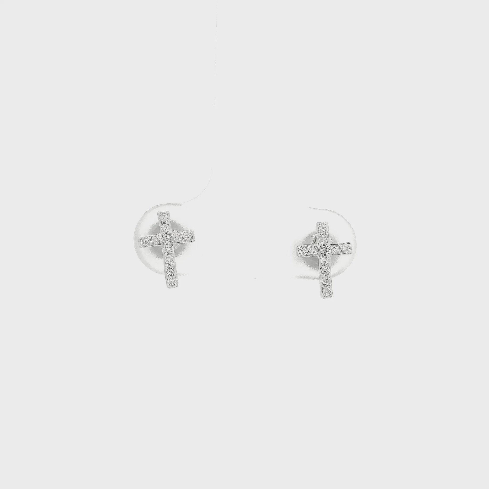 A Pair of White Gold Cross Stud Earrings with diamonds at Forever Rox Fine Jewelry, Lake Tahoes Best Jewelry Store