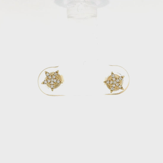 Yellow Gold Star Stud Earrings With Diamonds hat Forever Rox Fine Jewelry 