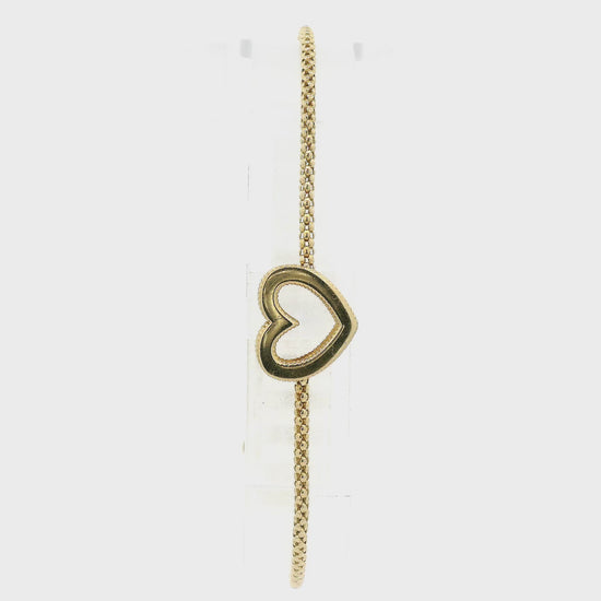 Yellow Gold Heart Pendant On Chain Bracelet with Pull Tab at Forever Rox Fine Jewelry