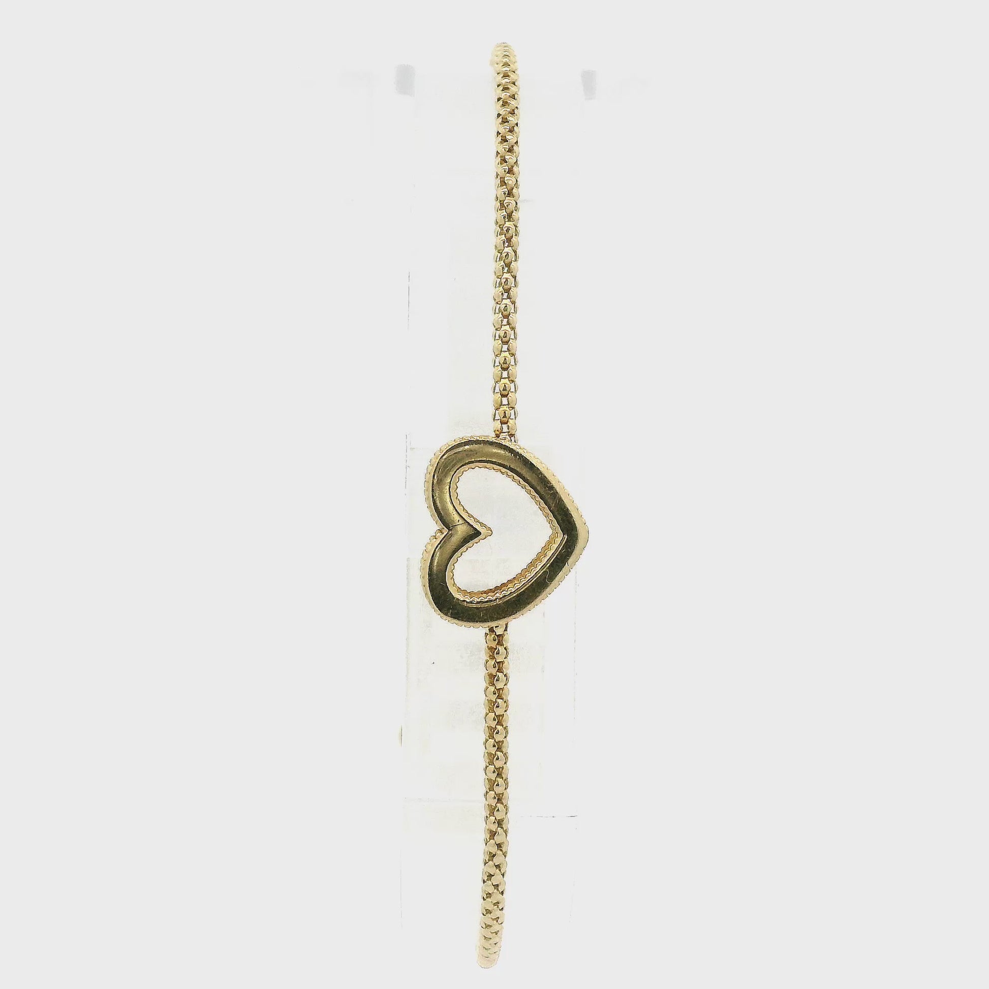 Yellow Gold Heart Pendant On Chain Bracelet with Pull Tab at Forever Rox Fine Jewelry